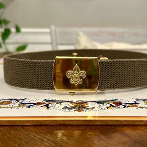 vintage Boy Scouts of America canvas web belt with a solid brass buckle
